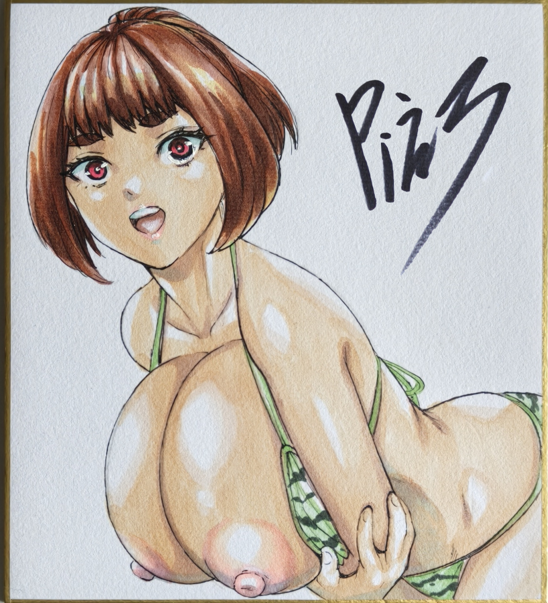 新しめのキャラと懐かしいキャラで色紙描きました 