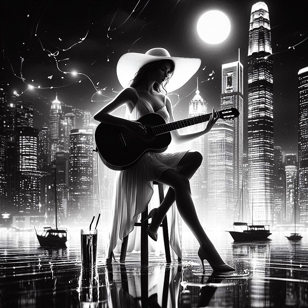 DigitalArtKyiv's tweet image. Not everyone will hear the music, but everyone will feel this art: a woman, a guitar and an endless city behind her. This is not a photo - this is digital art as a declaration of love to the night. #DigitalSoul #ArtInShadows #RomanticNight #OilPainting #BeautyInArt