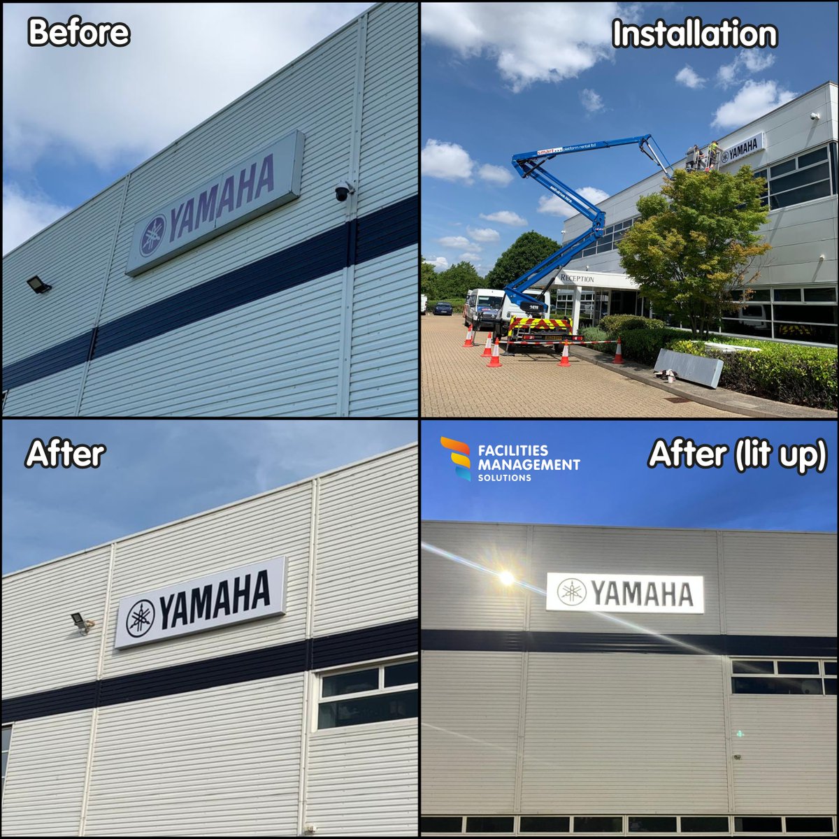 After painting the cladding, we updated the signage to match the client's brand. 🙌

We installed 7 new signs around the site with the majority including back lit LED light boxes. The design, install and electrical works were all managed from FMS. 🛠️

Call FMS.📲

01908 034040 📞