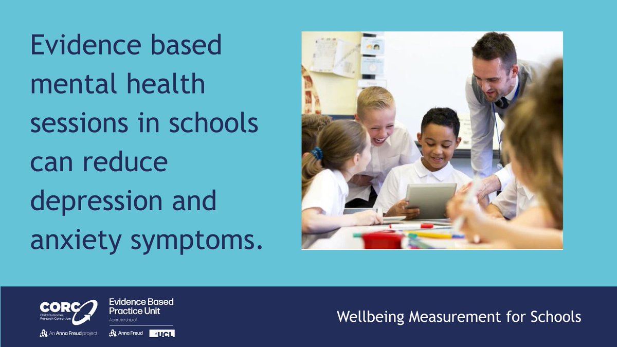 Researchers within <a href="/AFNCCF/">Anna Freud</a> &amp; <a href="/ucl/">UCL</a> have revealed the benefits of whole-class #mentalhealth sessions in #schools 👀  orlo.uk/ySti5
If you'd like to measure the effectiveness of your school-based interventions, our team can support you 👀   orlo.uk/cbwHP