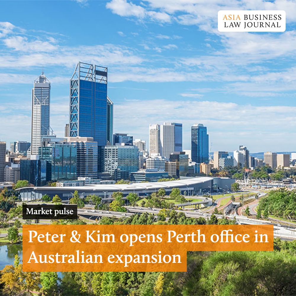 Asia Business Law Journal (@ablj_insights) on Twitter photo Peter & Kim has established its second Australian branch with the launch of an office in Perth, Western Australia, adding to the Sydney office, which opened since the firm’s inception in 2020.
See more in <a href="/ABLJ_insights/">Asia Business Law Journal</a> 👇
law.asia/peter-kim-pert…
#lawfirms #legal #law #news Peter & Kim has established its second Australian branch with the launch of an office in Perth, Western Australia, adding to the Sydney office, which opened since the firm’s inception in 2020.
See more in <a href="/ABLJ_insights/">Asia Business Law Journal</a> 👇
law.asia/peter-kim-pert…
#lawfirms #legal #law #news