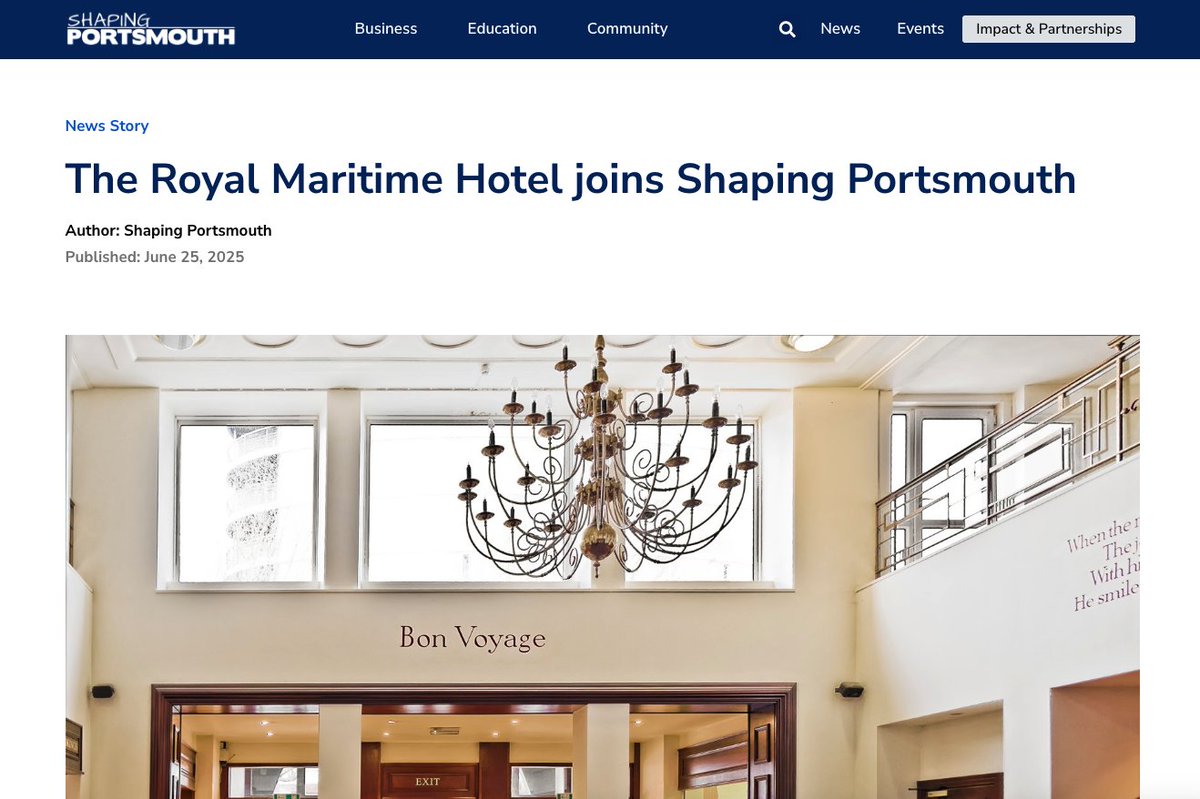 We are honoured to sponsor Shaping Portsmouth’s new project ‘Shaping Forces’, uniting our pride in Portsmouth with our steadfast support for military personnel and veterans, reflecting the heritage and charitable mission of the Royal Maritime Hotel.

shapingportsmouth.co.uk/the-royal-mari…