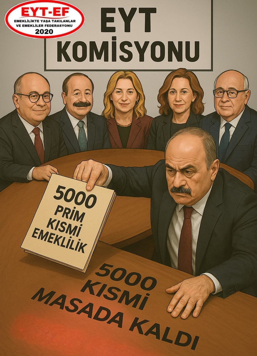 EYT meselesi,

Yönetim eliyle 2. kez mağdur edilip masada bırakılan
5000 Prim ve Kısmi Emeklilik haklarımızın,
99 öncesine göre düzenlenerek yeni yasanın çıkarılmasıyla bitecektir.

#5000KısmiMasadaKaldı
#EmekliyeSeyyanen30BinTL

<a href="/RTErdogan/">Recep Tayyip Erdoğan</a>
<a href="/_cevdetyilmaz/">Cevdet Yılmaz</a>
<a href="/isikhanvedat/">Prof. Dr. Vedat Işıkhan</a>