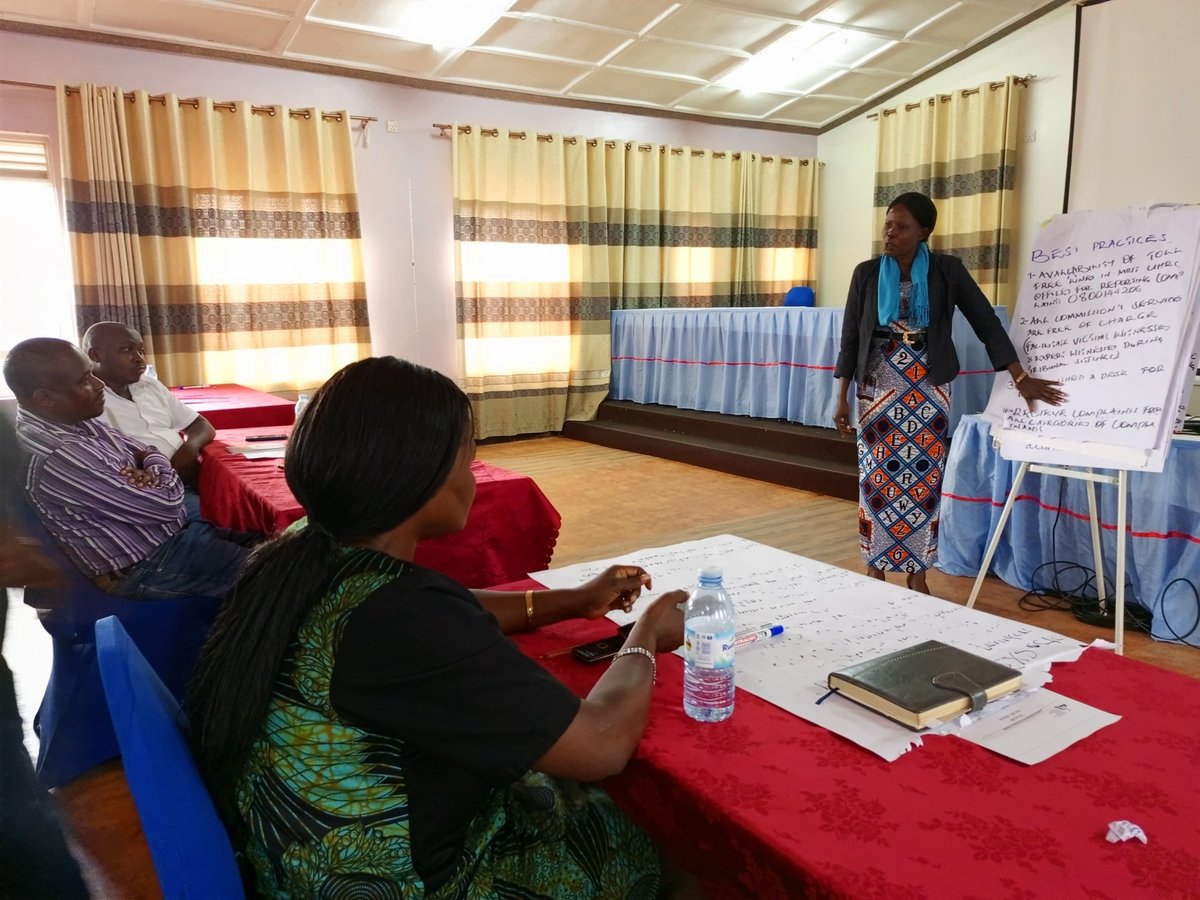 👏Yesterday our team held a training with protection service providers in Mbale City. Participants who also included state actors were trained in: 
1. The working environment of #HRDs context, risks and threats. 
2. Protection mechanisms/services available for #HRDs
3. The role