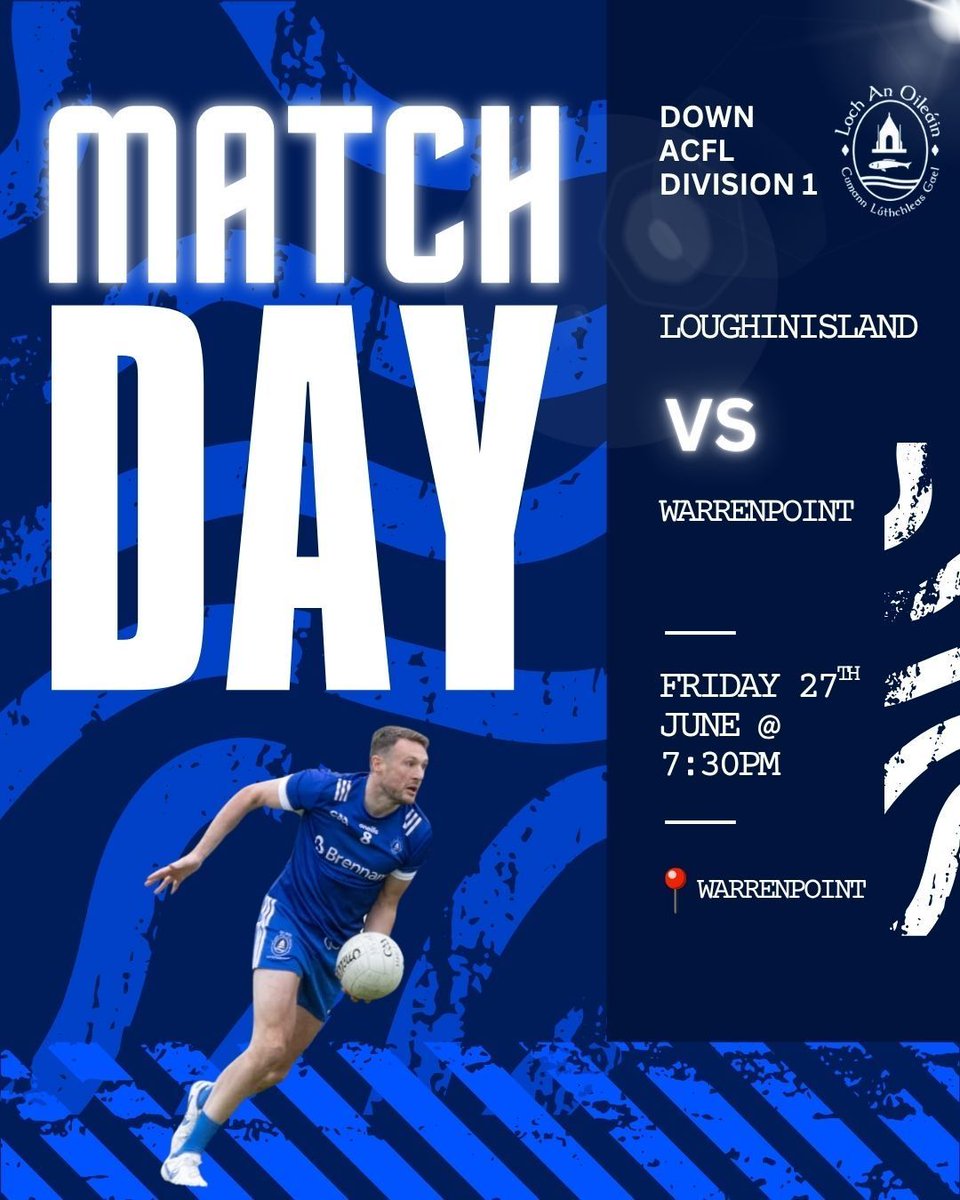 🔵⚪️ GAME DAY! ⚪️🔵

Our Senior men are away this evening to Warrenpoint. 

🕢 Throw-in: 7:30PM

Let’s get out and support the lads! 💪
#HonTheBlues #GameDay