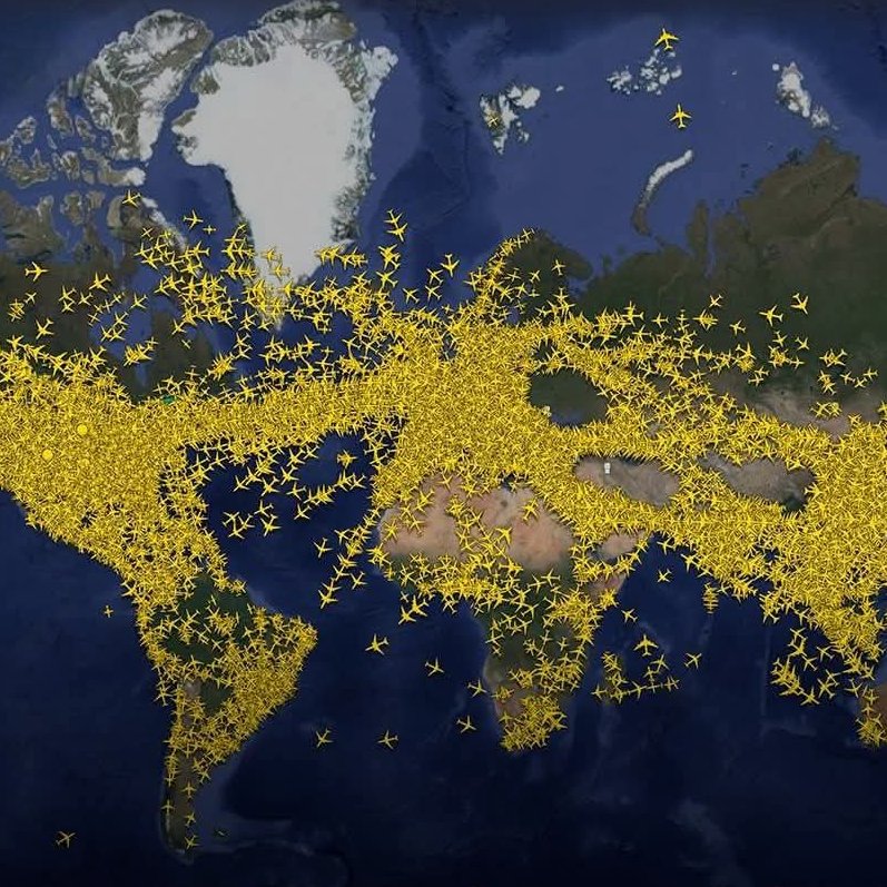 konstructivizm's tweet image. On June 19, Flight Radar recorded more than 24,000 planes flying over the planet at the same time, a record number. On average, around 100,000 commercial flights take off and land every day, transporting millions of passengers around the world.

Every minute, approximately 70…