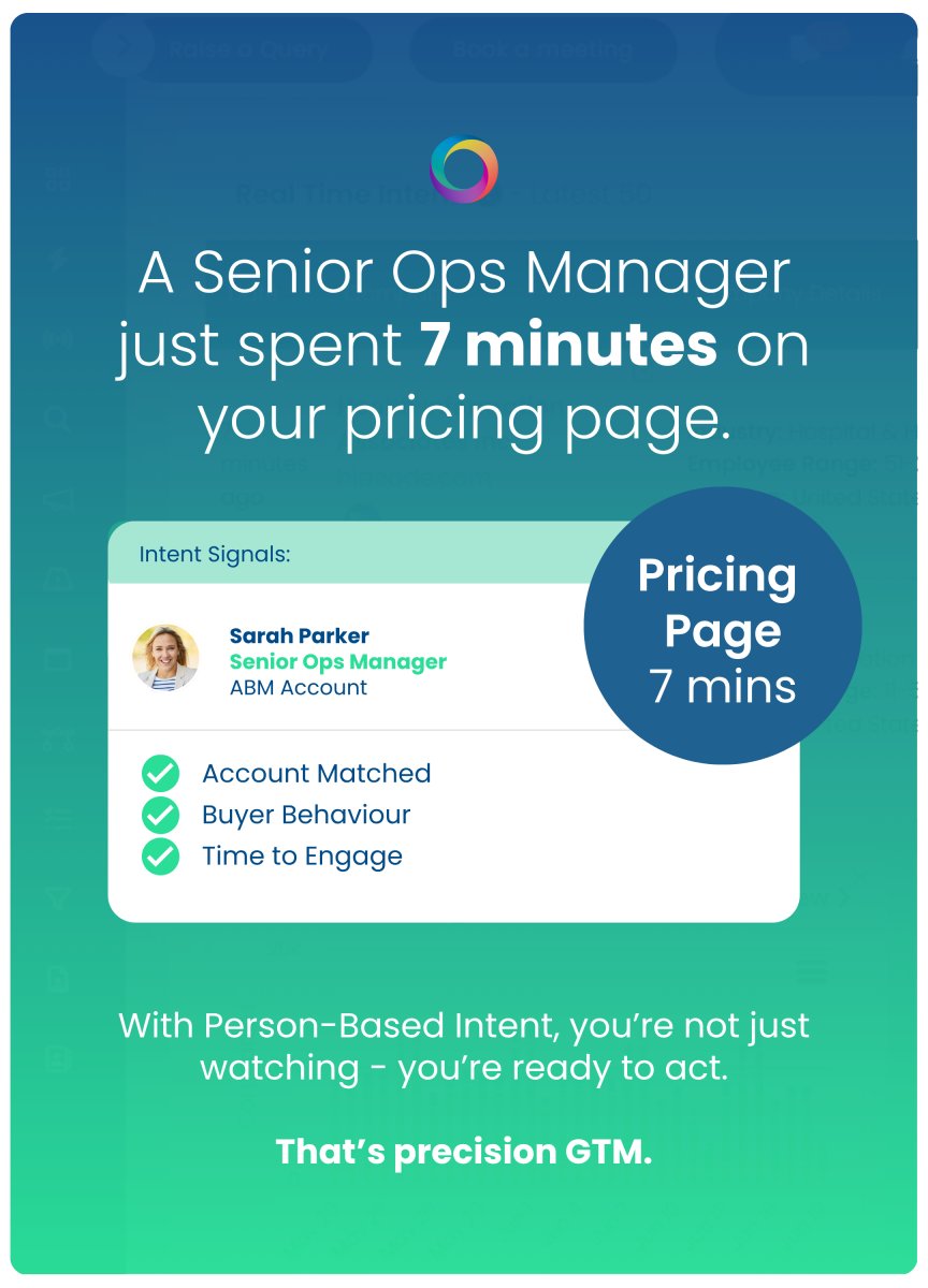 With Person-Based Intent, you’re not just watching — you’re ready to act.

That’s precision GTM.

#SalesSignals #B2BMarketing #RevenueIntelligence