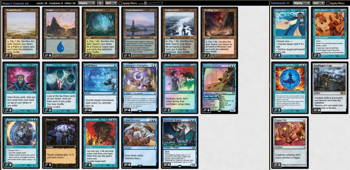 Just 5-0'd with my $600 Legacy deck: Mono U Control with NO RESERVE LIST CARDS.

Beat Lands, BW Ocelot Aggro, Karnforge, Goblins, Esper Stoneblade. This deck has range.

Back to Basics came up a TON. Planisphere is terrifying. Video drops today!

CC <a href="/fireshoes/">Robert Taylor🔥</a>