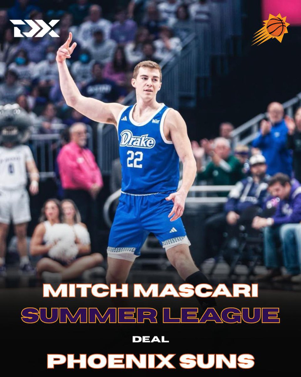 Drake’s Mitch Mascari will join the Phoenix Suns for NBA Summer League, per his agent George Langberg of GSL Sports Group.

The 6’5” sniper has drained 42.4% of nearly 600 career attempts from three.

Two-time DII national champion and critical piece for the 31-win MVC champs.
