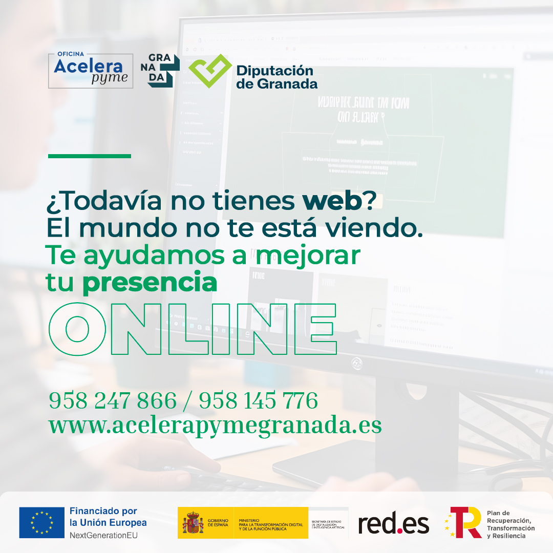 🌐Hoy día si no estás en internet… no existes. Con Kit Digital puedes tener una web profesional sin complicaciones ni costes extra💫

 ¡Te asesoramos! 🙌 

#NextGenerationEU #PlanDeRecuperación #PlandeDigitalizaciondePymes #Acelerapyme #TransformaciónDigital #DiputacionGranada