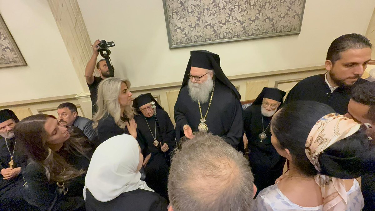 AliaNatafgi's tweet image. With heavy hearts, members of the Syrian American Association for Peace and Prosperity paid their respects today at the funeral of the martyrs of St. Elias Church in the Douala area of Damascus.
We stand in solidarity with the families and the community in this time of grief,…