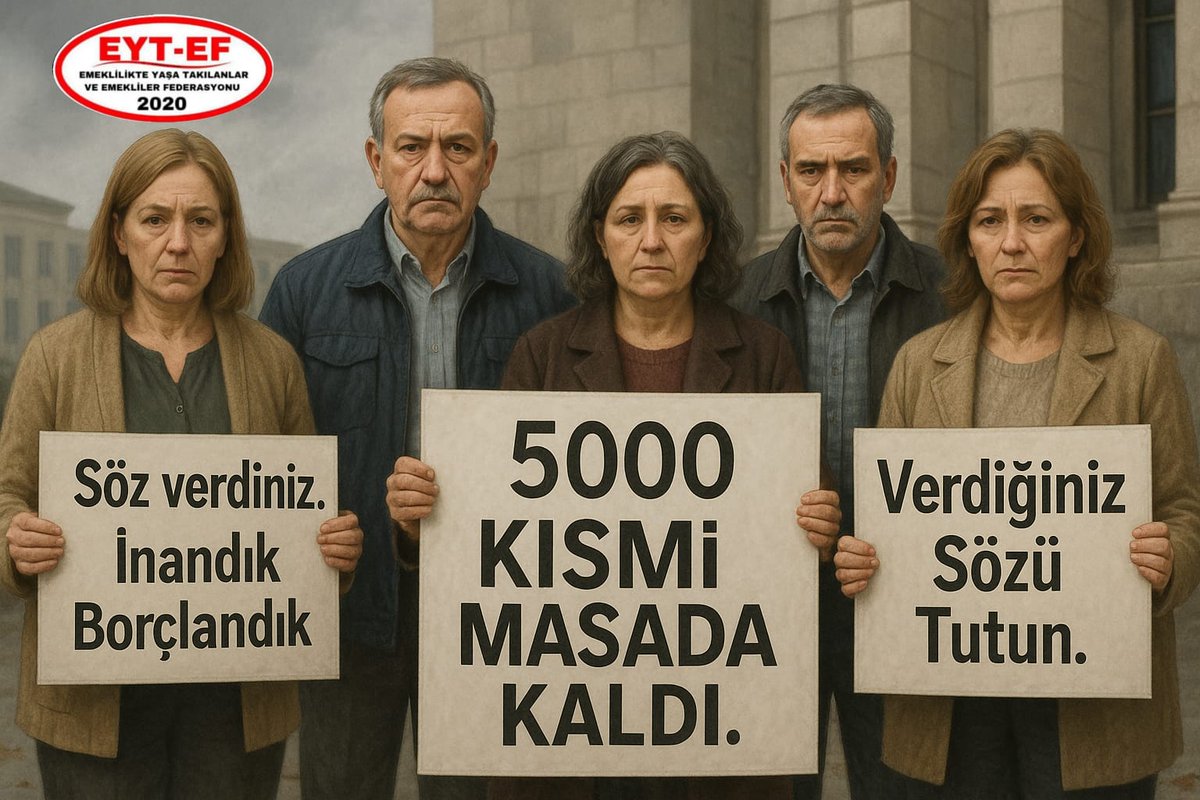 2.TAG
👇
#5000KısmiMasadaKaldı

EYT meselesi,

Yönetim eliyle 2. kez mağdur edilip masada bırakılan
5000 Prim ve Kısmi Emeklilik haklarımızın,
99 öncesine göre düzenlenerek yeni yasanın çıkarılmasıyla bitecektir.

#EmekliyeSeyyanen30BinTL
<a href="/RTErdogan/">Recep Tayyip Erdoğan</a>
<a href="/_cevdetyilmaz/">Cevdet Yılmaz</a>
<a href="/isikhanvedat/">Prof. Dr. Vedat Işıkhan</a>
