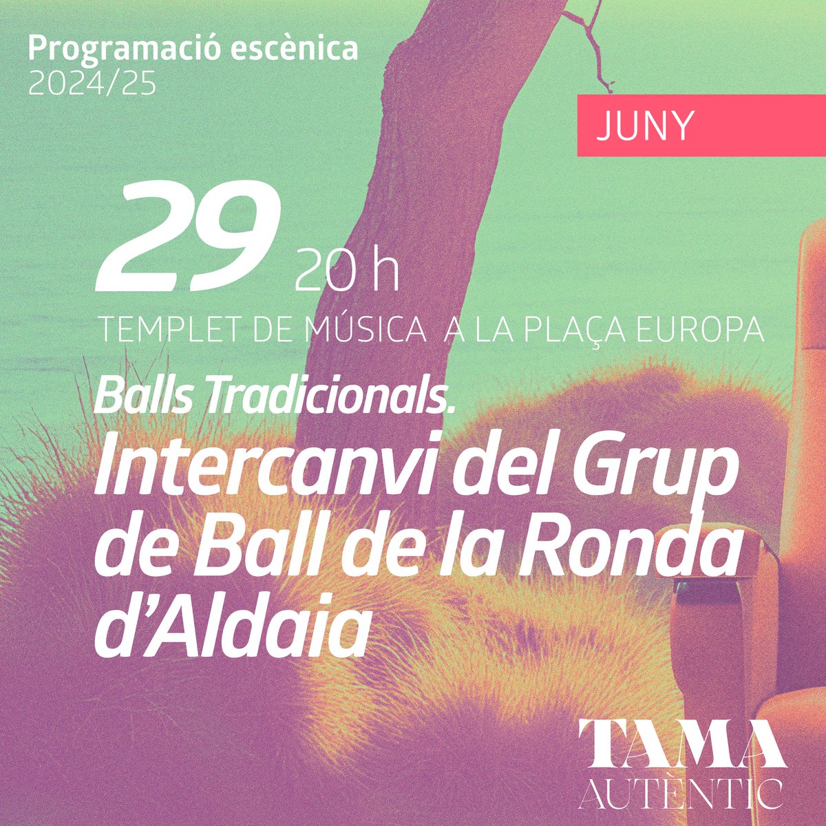TAMA. Teatre Auditori Municipal d'Aldaia (@tamaldaia) on Twitter photo 🎶 Gaudeix de la música i el folklore!
El Grup de Ball de la Ronda d'Aldaia t'espera en el seu Intercanvi de Valls Tradicionals.
📅 29 de juny | 🕗 20 h
📍 Templet de música, Plaça Europa
#TAMAautèntic <a href="/Ajuntaldaia/">Ajuntament d'Aldaia</a> 🎶 Gaudeix de la música i el folklore!
El Grup de Ball de la Ronda d'Aldaia t'espera en el seu Intercanvi de Valls Tradicionals.
📅 29 de juny | 🕗 20 h
📍 Templet de música, Plaça Europa
#TAMAautèntic <a href="/Ajuntaldaia/">Ajuntament d'Aldaia</a>