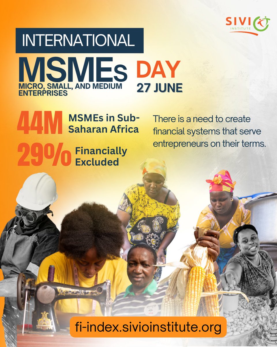 MSMEs are the heartbeat of Africa’s economies, driving innovation &amp; jobs. This #MSMEDay, let’s move beyond talk. Push for real financial inclusion. 

Explore where we stand &amp; act for better systems: fi-index.sivioinstitute.org

#MSMEsAfrica #FinancialInclusion #InclusiveEconomies