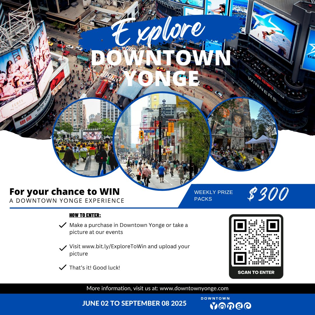 If you're stopping by the neighbourhood for the #PrideToronto this weekend, make sure to enter our Explore to Win contest for a chance to win a $300 prize pack just for shopping in the neighbourhood! 🌈

Details: bit.ly/DYExploreToWin⁠

#DowntownYonge