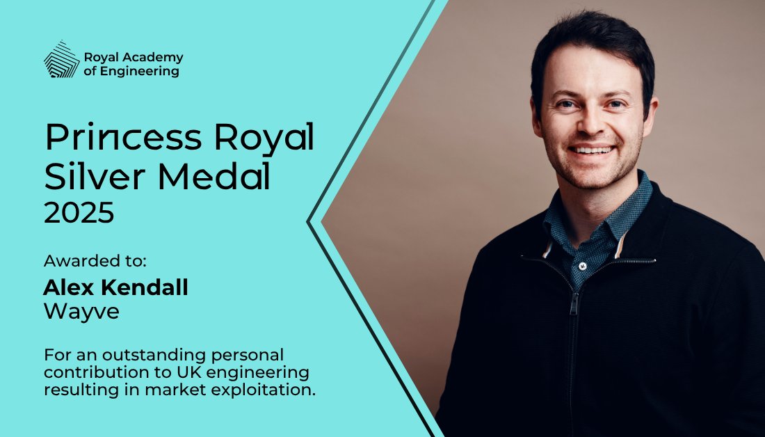 A winner of our 2025 Princess Royal Silver Medal 🏅, <a href="/alexgkendall/">Alex Kendall</a> founded $1 billion AI startup <a href="/wayve_ai/">Wayve</a>, solving longstanding challenges for self-driving cars with deep learning.  

Find out where its AI could go next in #IngeniaMag 👉 ingenia.org.uk/articles/wayve…
#RAEngAwards
