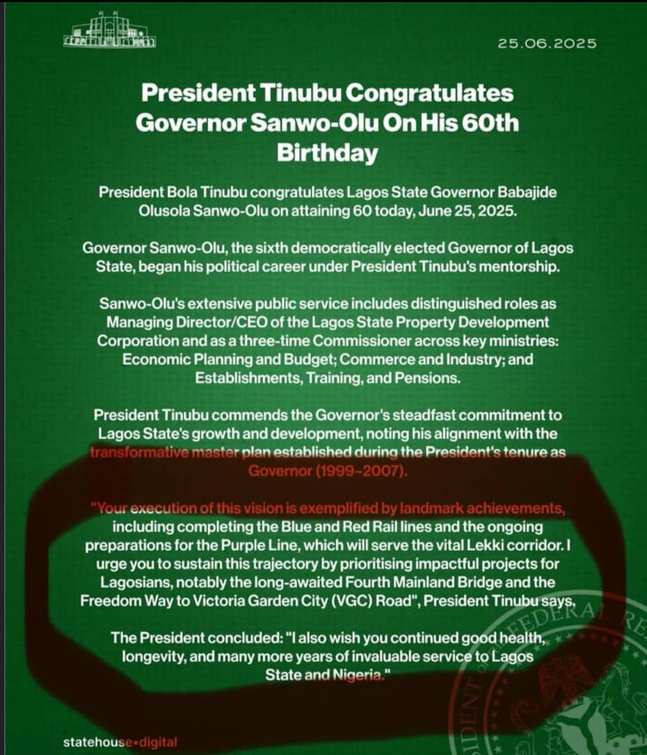 Governor Sanwo-Olu <a href="/followlasg/">The Lagos State Govt</a> <a href="/Mr_JAGs/">Jubril A. Gawat</a> <a href="/officialABAT/">Bola Ahmed Tinubu</a> should read Mr President 60th Congratulory message 4 Times and action 🎬 the needful. 
WISDOM!