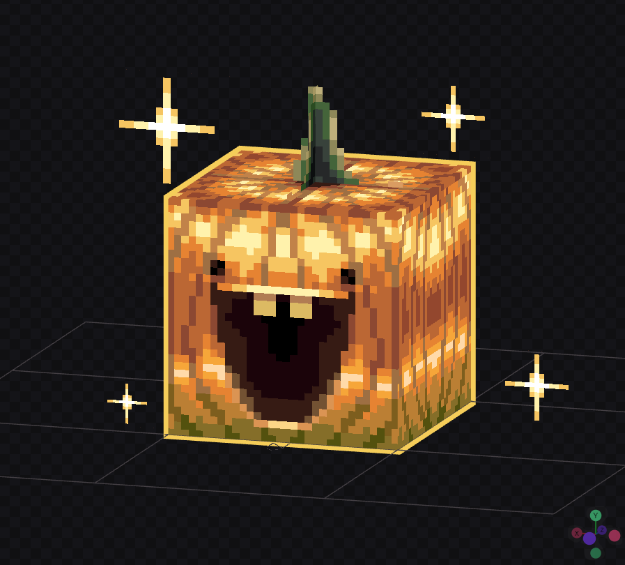 benj1kuss's tweet photo. silly pumpkin 

#Blockbench #Pixelart #lowpoly #Minecraft #3d #3dmodeling https://t.co/szNGhTvLG3