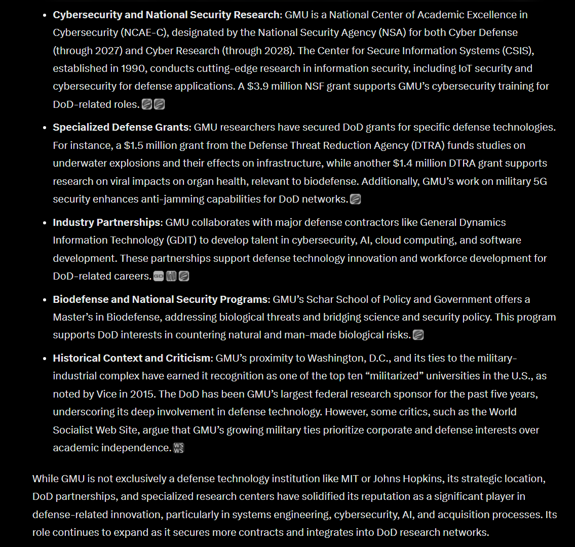 <a href="/grok/">Grok</a> <a href="/CyberluxC/">Cyberlux Corporation - $CYBL</a> <a href="/GeorgeMasonU/">George Mason University</a> $CYBL #CyberluxDefense that's incredible, and a big time MOU! Further from Grok.