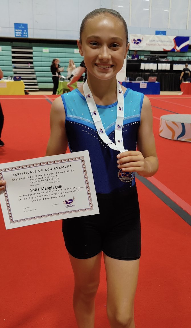 A huge congratulations to Sofia in Year 6. She achieved second place in the South East Regional Intermediate Gymnastics competition last weekend. Well done Sofia!