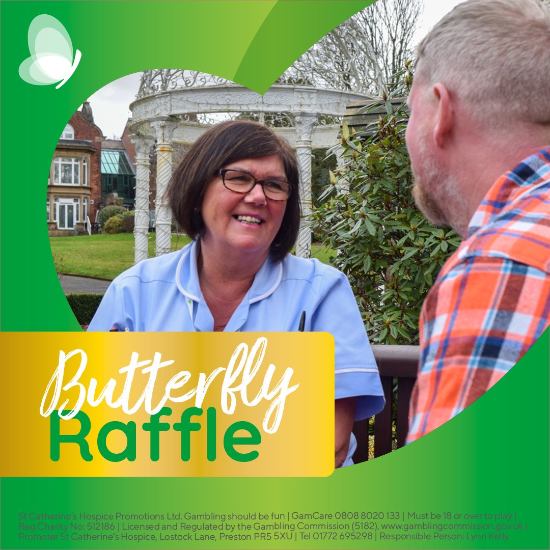 You could win £14,000 while supporting local care 💚

Join our Butterfly Raffle
🎟 Tickets £2
💰 Jackpot: £14,000
Draw: 14th Sept at Longridge Soap Box

Buy online or in our shops
🔗 stcatherines.co.uk/butterflyraffle

#ButterflyRaffle #40YearsOfCare #SupportStCatherines