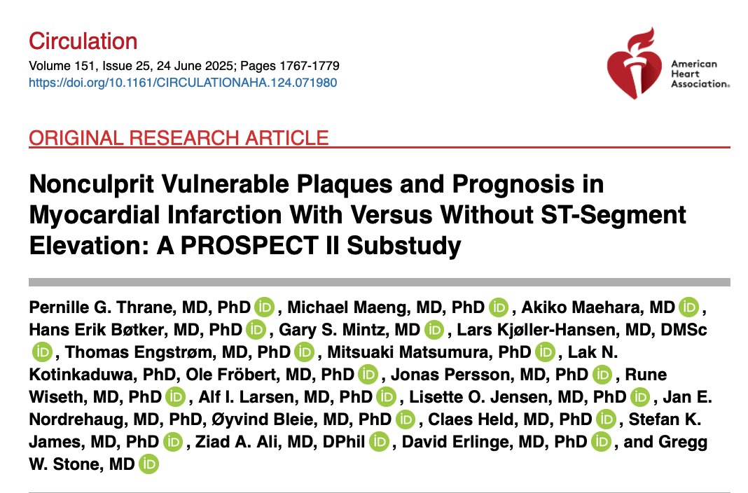 Abdulla A. Damluji, MD, PhD (@drdamluji) on Twitter photo Nonculprit Vulnerable Plaques and Prognosis in Myocardial Infarction With Versus Without ST-Segment Elevation: A PROSPECT II Substudy: <a href="/CircAHA/">Circulation</a>
🥸 Rx of nonculprit lesions in STEMI or NSTEMI: <a href="/GreggWStone/">Gregg W. Stone MD</a>
😱 Summary
👇👇👇 Nonculprit Vulnerable Plaques and Prognosis in Myocardial Infarction With Versus Without ST-Segment Elevation: A PROSPECT II Substudy: <a href="/CircAHA/">Circulation</a>
🥸 Rx of nonculprit lesions in STEMI or NSTEMI: <a href="/GreggWStone/">Gregg W. Stone MD</a>
😱 Summary
👇👇👇