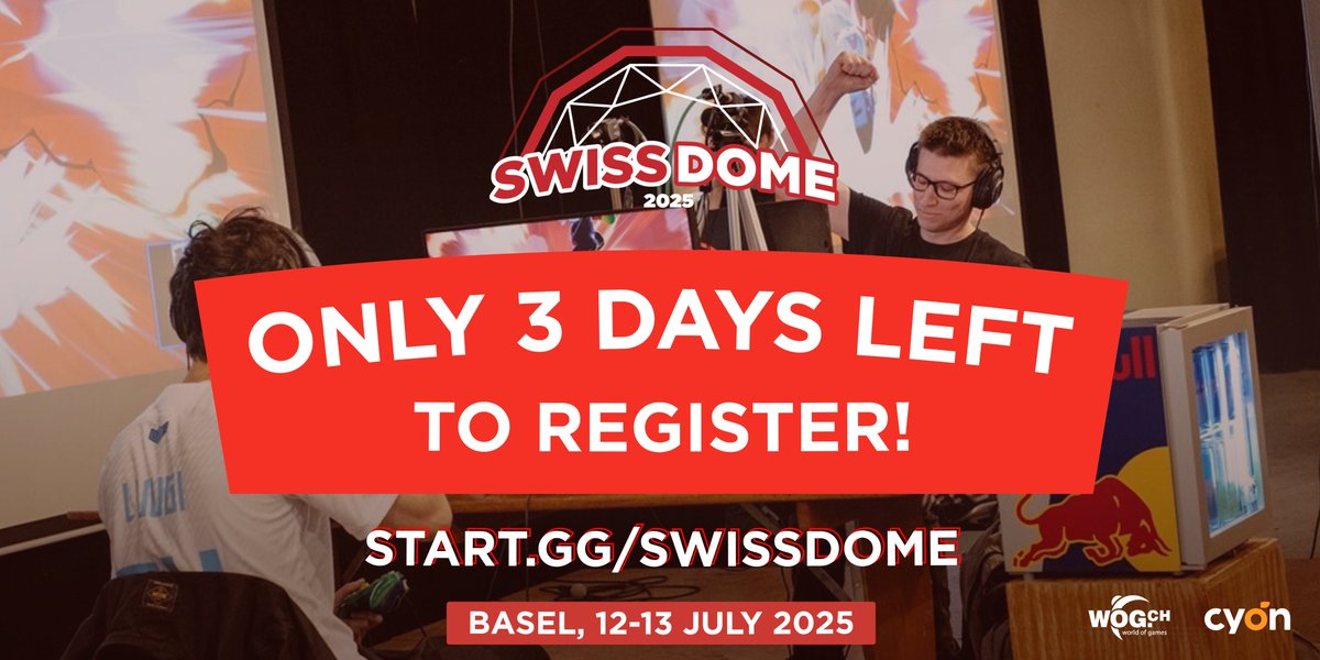 Ok. It's getting hot 🔥🚒
Take your last chance to get under the cool 🧊 dome at Markthalle.
Register now for #SwissDome!
➡️ start.gg/swissdome