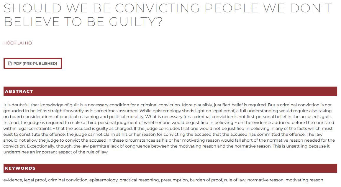 QuaestioF's tweet image. ¡NUEVO ARTÍCULO!

&quot;Should We Be Convicting People We Don’t Believe to Be Guilty?&quot; de Hock Lai Ho

➡️ revistes.udg.edu/quaestio-facti…