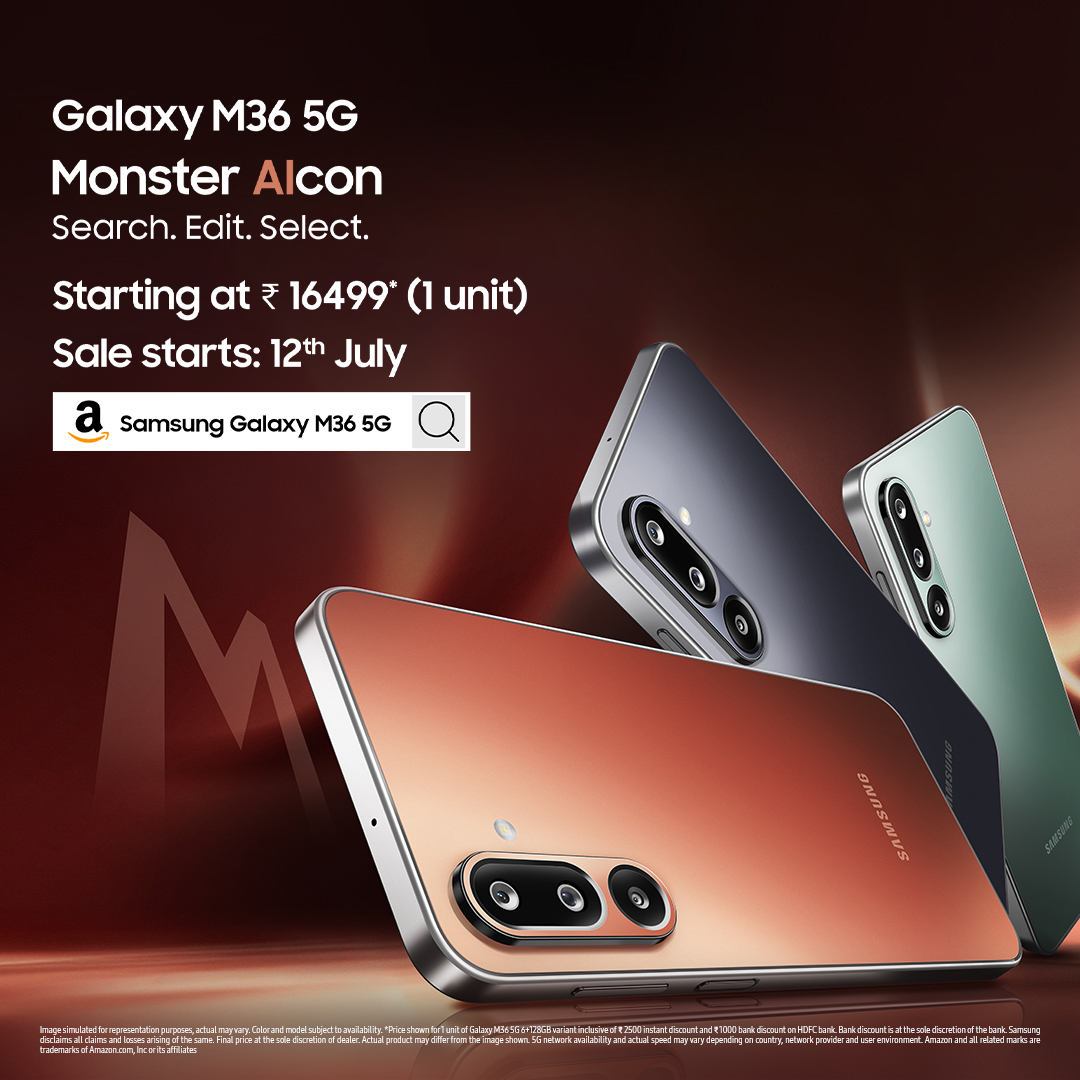 Q5. Which AI feature of the Samsung Galaxy M36 do you like the most?
A. Circle to Search
B. AI Select
C. AI Edit Suggestions
#GalaxyM36 #LoveForMonster #MonsterAIcon