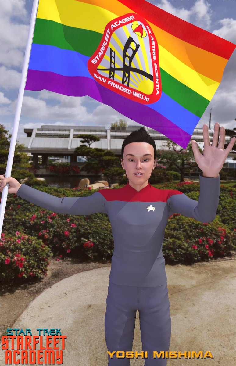 LukeMatic1's tweet photo. Happy Pride Month! This is my tribute to the first gay character in Star Trek history, Cadet Yoshi Mishima of Nebula Squadron, who appeared in the 1996-1998 "Starfleet Academy" comic. Created by #ChrisCooper #PrideMonth2025 #starfleetacademy https://t.co/RXr8cCBKN7