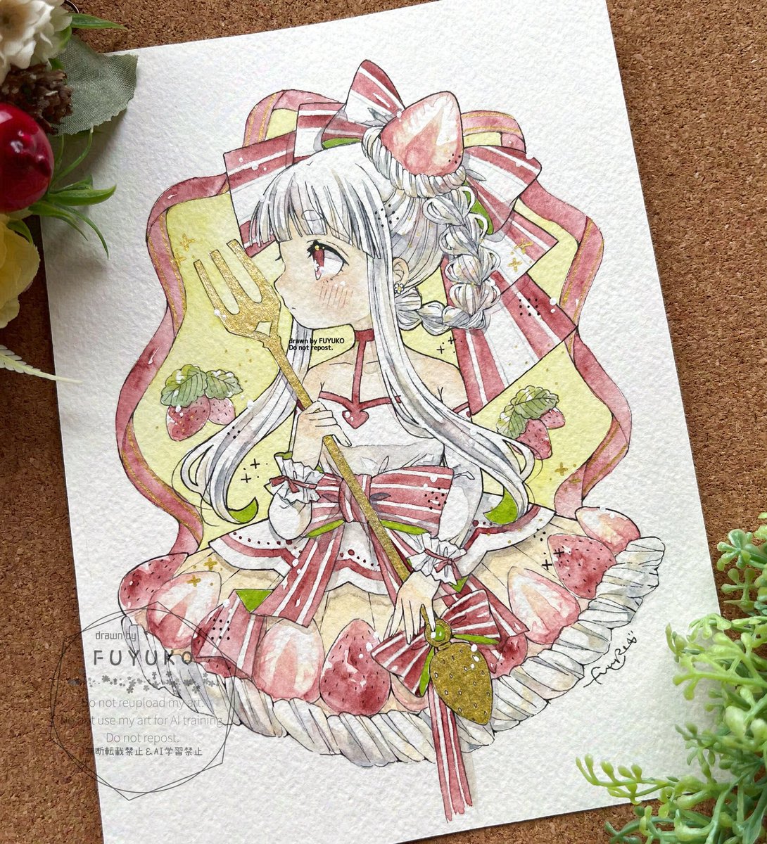 アナログイラスト見たかったら私をフォローすると良いです 顔彩で描い