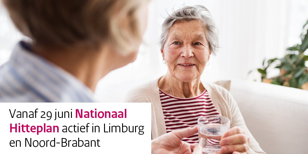 Het Nationaal #Hitteplan is vanaf zondag 29 juni actief in Limburg en Noord-brabant. Het waarschuwt professionals, mantelzorgers en anderen die voor iemand zorgen om op tijd voorzorgsmaatregelen te nemen.

➡️ rivm.nl/nieuws/vanaf-2…