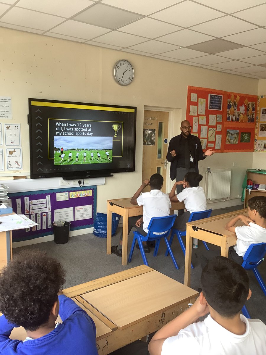 ChadPrimary's tweet image. Our very own Mr Lewis came to visit Y6 to talk all about his athletic career. A very inspiring talk about never giving up and pushing yourself to the limit. Thank you Mr Lewis. #vocations #futuregoals