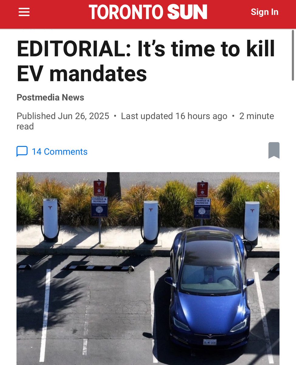 Henry Ford didn’t get people to drive cars by banning horses.
The Canadian government won’t get people to buy EVs by mandating them either.

You can’t legislate consumer choice.
Let the market decide — not Ottawa.

Kill the EV mandates. Get government out of the way.