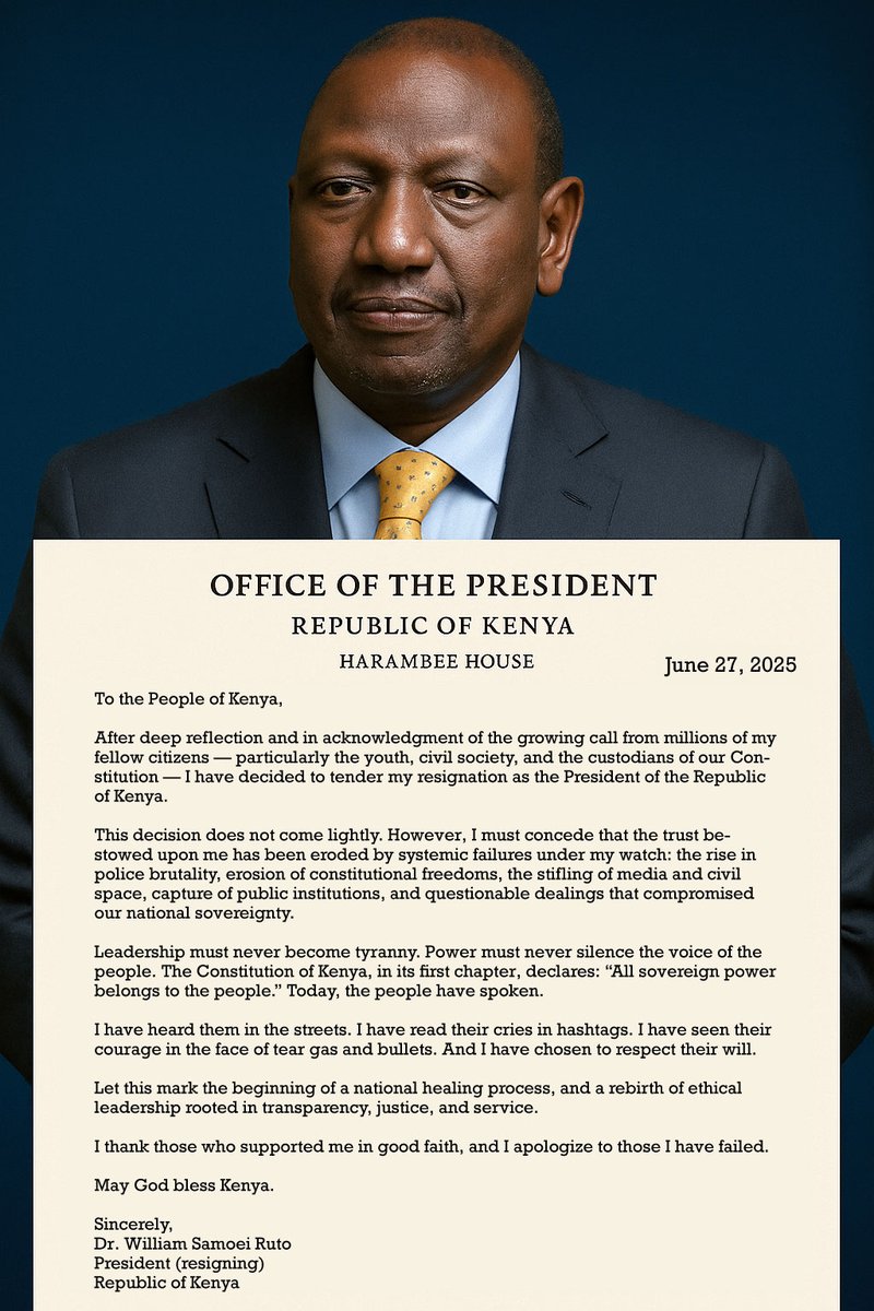 “If it is Ruto must go, tell me how you want me to go” ~ President Ruto

Kenyans: Its very simple, RESIGN