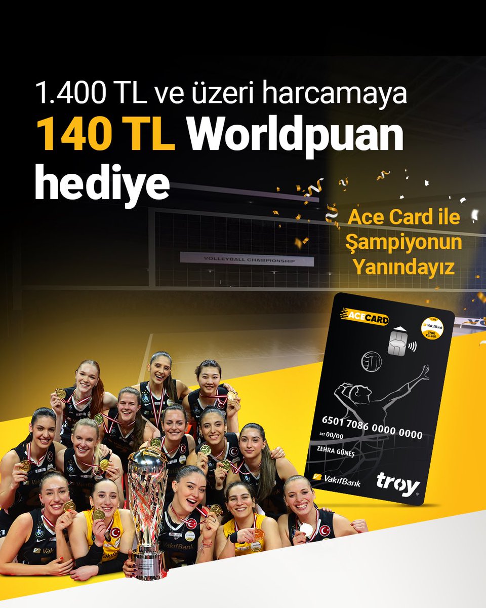 VakıfBank Ace kredi kartınız ile 1-30 Haziran tarihleri arasında tek seferde yapacağınız 1.400 TL ve üzeri e-ticaret harcamanıza 140 TL Worldpuan hediye. Detaylı bilgi için vakifkart.com.tr web sitemizi ziyaret edebilirsiniz.