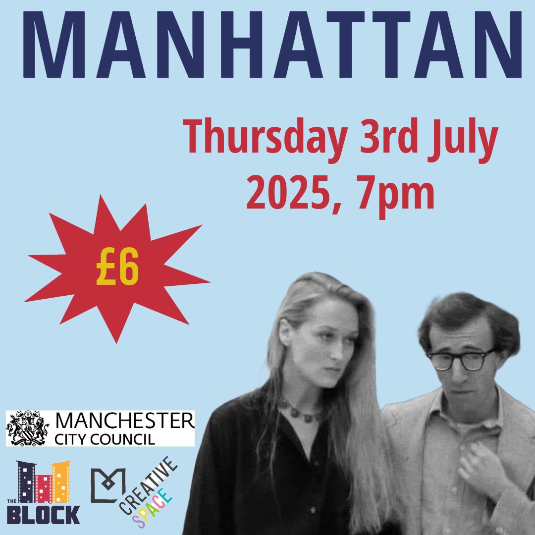 Our next screening is Manhattan. Isaac Davis, a neurotic television writer in his forties finds himself entangled in a web of romantic confusion involving a 17-year-old student, a pretentious academic, and his best friend’s mistress 🎬

Tickets can be purchased online or on the