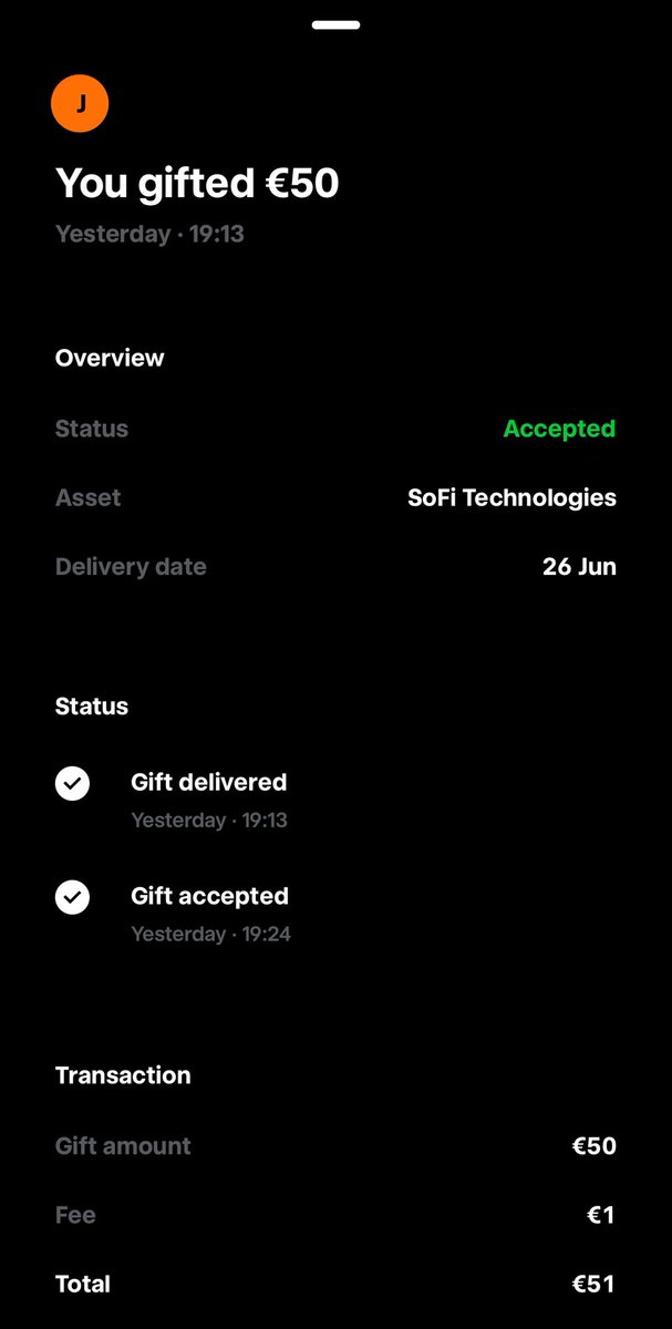SoFi community, I need you to engage with this post. We have to make sure <a href="/anthonynoto/">Anthony Noto</a> sees this. 

This feature will bring SoFi invest to the NEXT LEVEL. $SoFi <a href="/SoFi/">SoFi</a> 

Here is an example of how this feature works. I gifted a friend €50 in SoFi stock yesterday. The friend
