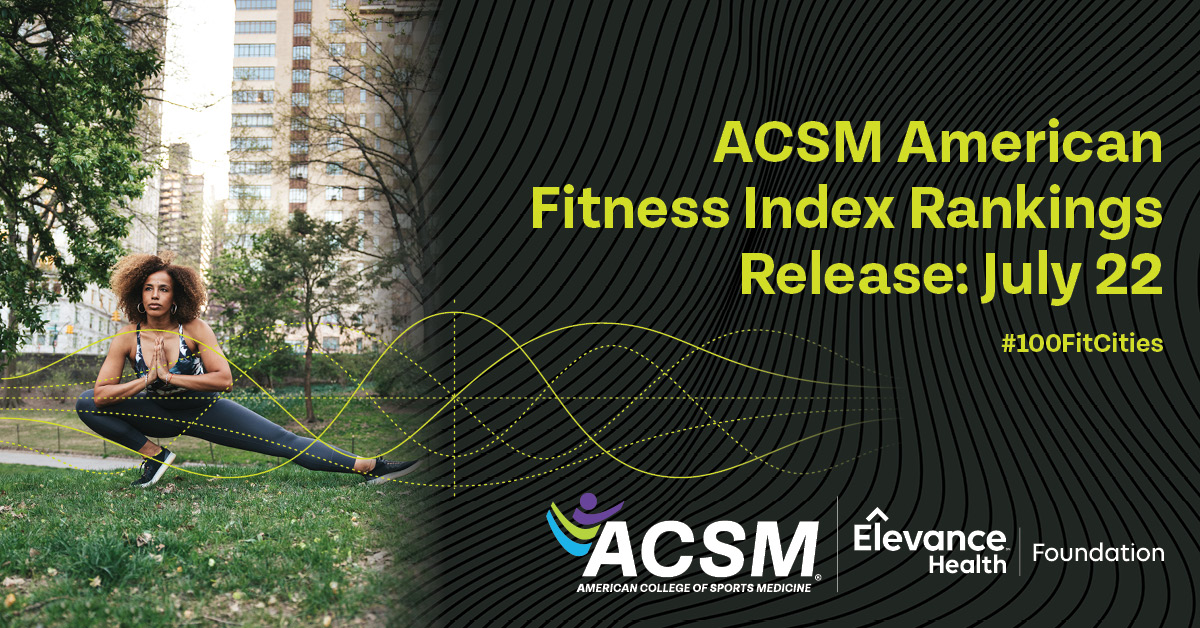 Which city will be named America's fittest in 2025? Find out July 22!

The ACSM American Fitness Index ranks the 100 largest cities on 35 indicators of health, including residents meeting aerobic activity guidelines, Bike Score, rates of chronic disease &amp; more. #100FitCities