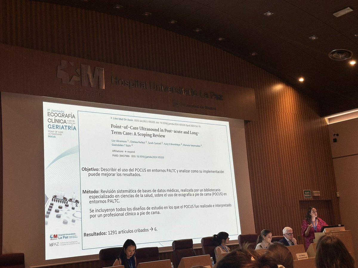 Cerramos con la última mesa “POCUS en Geriatría de enlace con Residencias, utilidad y perspectivas a futuro” por la Dra. Castillo