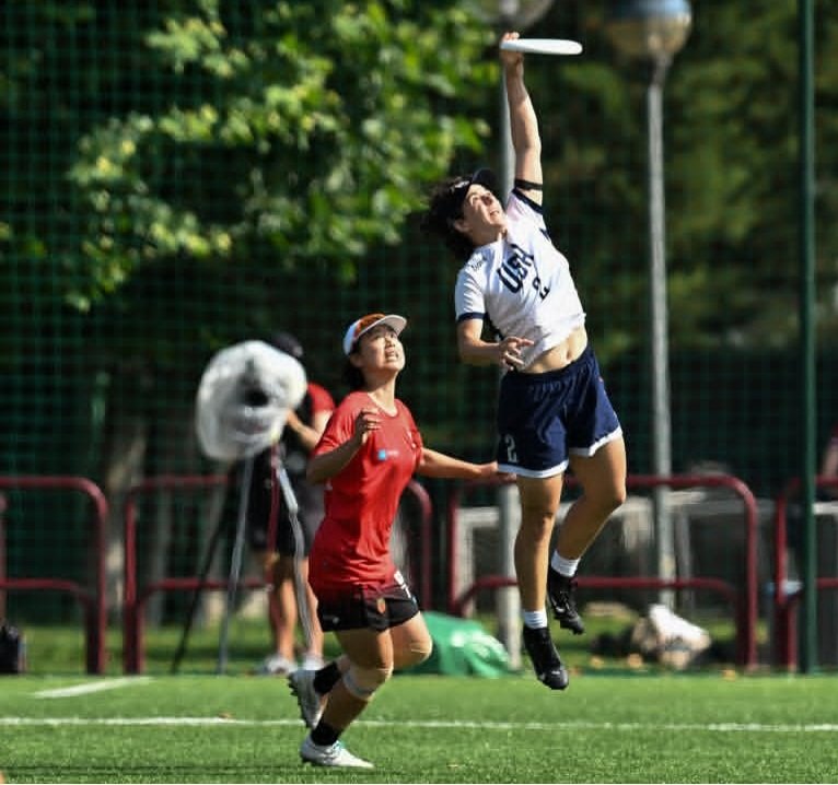 Not catching footballs this week, but the results are similar as #2 skies for the left-handed grab against Japan.