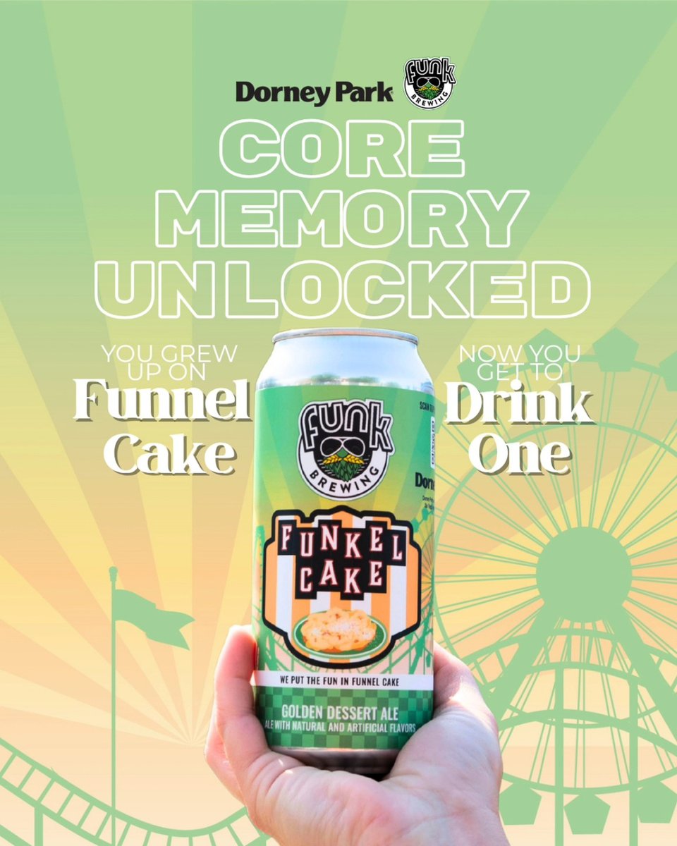 DorneyParkPR's tweet image. Something sweet is brewing! 🍰 #DorneyPark &amp;amp; Funk Brewing just dropped FUNKEL CAKE – a sweet golden stout with hints of fried dough-y goodness perfect for summer sips. Available starting this weekend at Dorney Park and Illumination Tap Rooms! #FunkelCake #CraftBeer