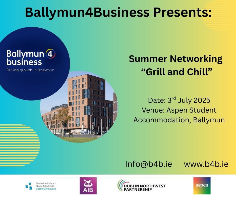 Join us for our next business networking event on the 3rd July.. 
Register here for Free 👉eventbrite.ie/e/141737678511…

#networking #ballymun #ballymun4business