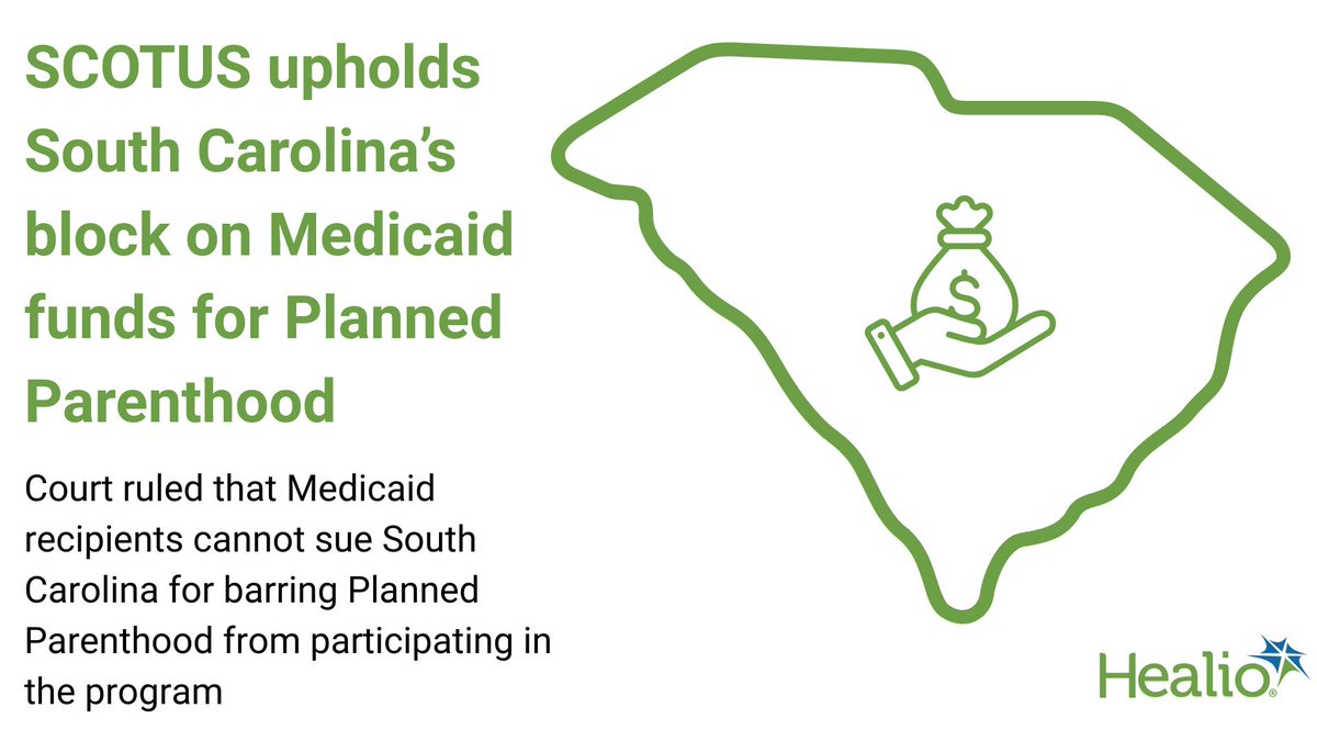 Healio (@gohealio) on Twitter photo Yesterday, #SCOTUS voted 6-3 to uphold South Carolina's block on #Medicaid funds for Planned Parenthood.
<a href="/LawrenceGostin/">Lawrence Gostin</a> told us the state “is punishing Planned Parenthood, not because of the quality of its services, but solely to its political biases.”
healio.com/news/womens-he… Yesterday, #SCOTUS voted 6-3 to uphold South Carolina's block on #Medicaid funds for Planned Parenthood.
<a href="/LawrenceGostin/">Lawrence Gostin</a> told us the state “is punishing Planned Parenthood, not because of the quality of its services, but solely to its political biases.”
healio.com/news/womens-he…
