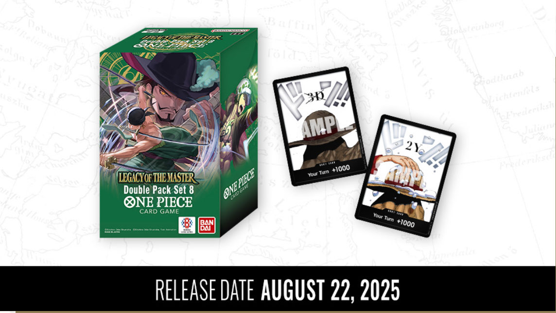 Here's a look at the DP08 Double Pack Vol.8, including the promo DON!! Includes: OP12 Booster Pack x2 DON!! x1 (2 types) MSRP $9.99 : August 22, 2025 #OnePiece #OnePieceCardGame Here's a look at the DP08 Double Pack Vol.8, including the promo DON!! Includes: OP12 Booster Pack x2 DON!! x1 (2 types) MSRP $9.99 : August 22, 2025 #OnePiece #OnePieceCardGame