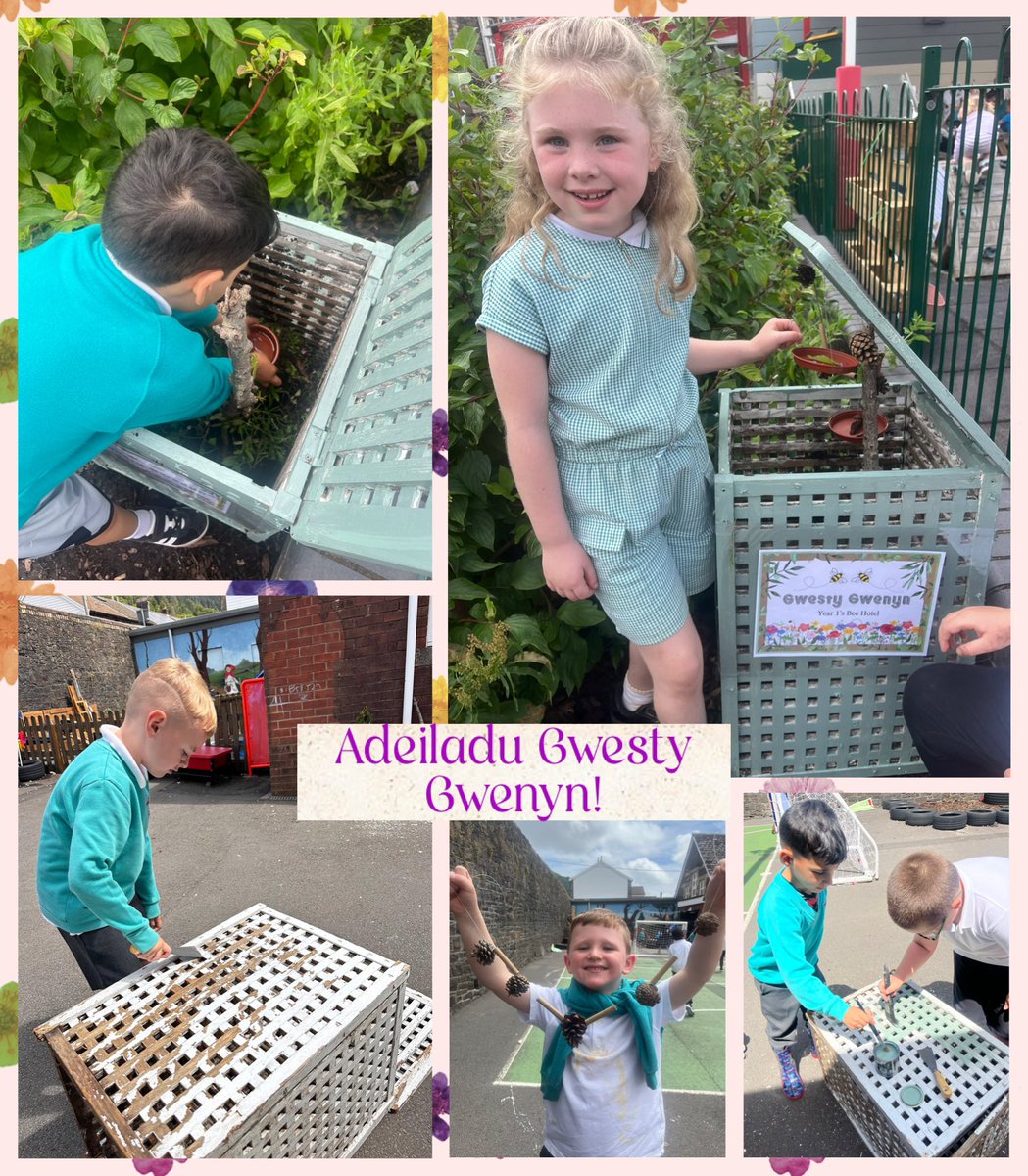 TreorchyPrimary's tweet image. Year 1 have been very busy this week designing and making Treorchy Primaryโs first โAir Bee & Beeโ ๐. We upcycled an old basket to make a Bee Hotel/Gwesty Gwenin that includes all the important things we have learned that bees need. Da iawn pawb! ๐ธ @EcoSchoolsWales