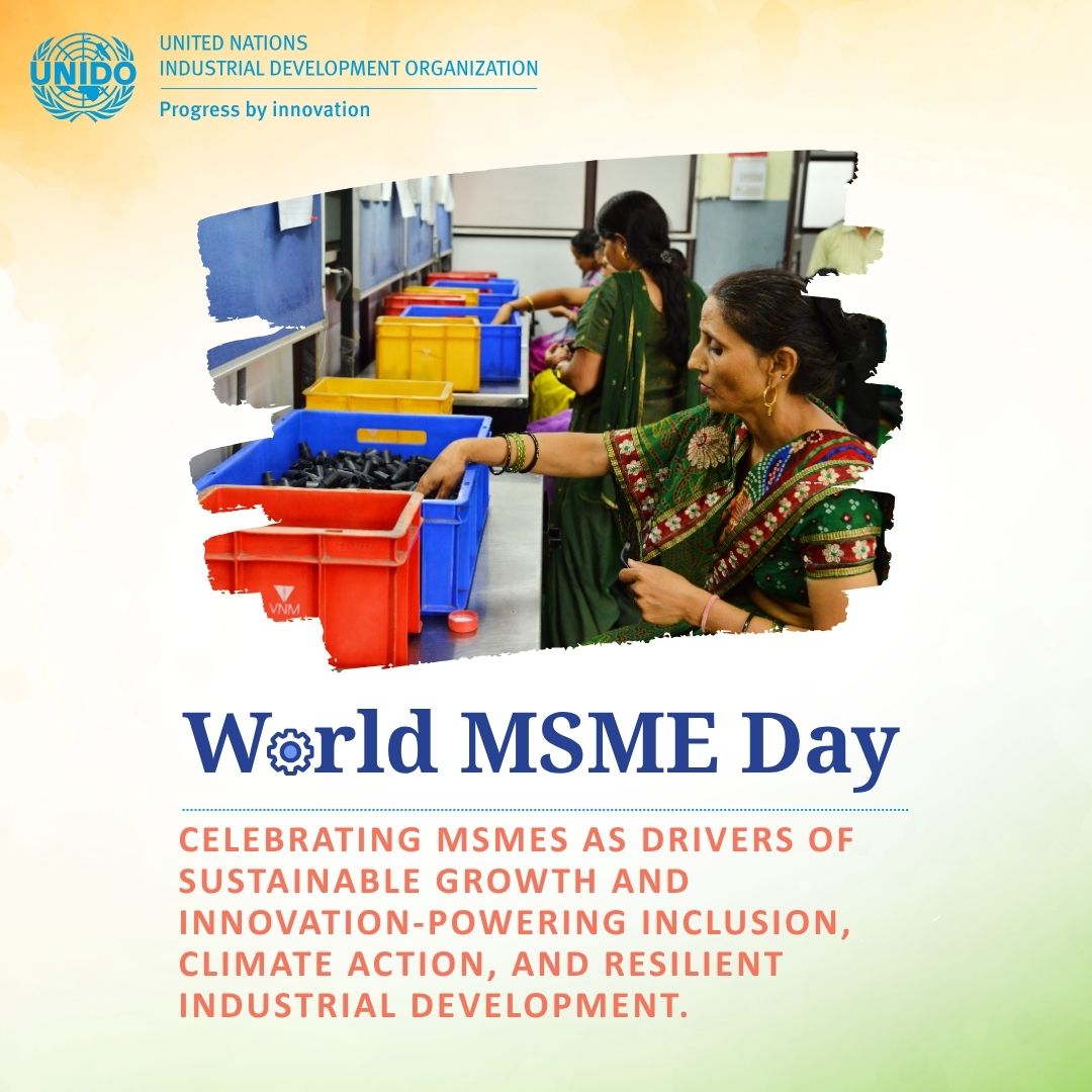 #MSMEs are at the heart of sustainable growth, climate action &amp; resilient development. Aligned with the <a href="/UN/">United Nations</a> 's 2025 theme, <a href="/UNIDO/">UNIDO</a> India reaffirms its commitment to supporting MSMEs as key drivers of a greener, more inclusive future. #WorldMSMEDay2025  
#ProgressByInnovation
