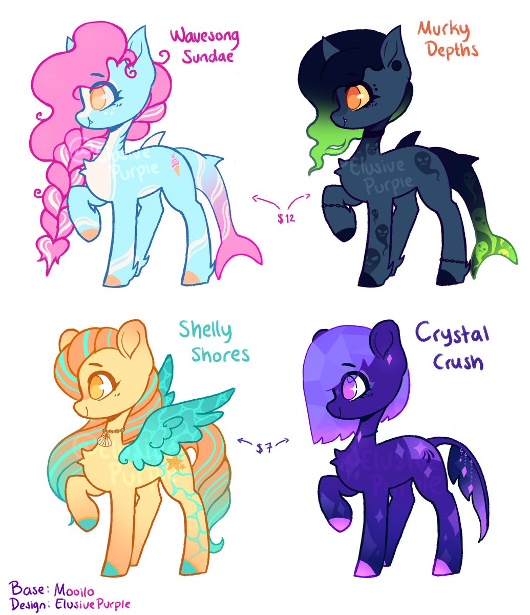 Some new and returning pony adopts! Message or reply if you are interested! Shares appreciated! 💙💚🧡💜