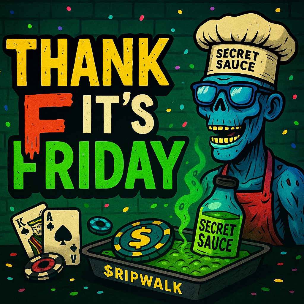 NftEvolutionz's tweet photo. Thank F it’s Friday.
✅ $RIPWALK farming live → https://t.co/cPkJhUUTeW
✅ Fortunes blackjack ready → https://t.co/bvj6sldNDz
✅ Kitchen brewing something spicy
✅ No drama, just the smell of the weekend cooking
#NFTEvolutionz #RIPWALK #FortunesX #Web3Friday https://t.co/vM1wLlSLNO