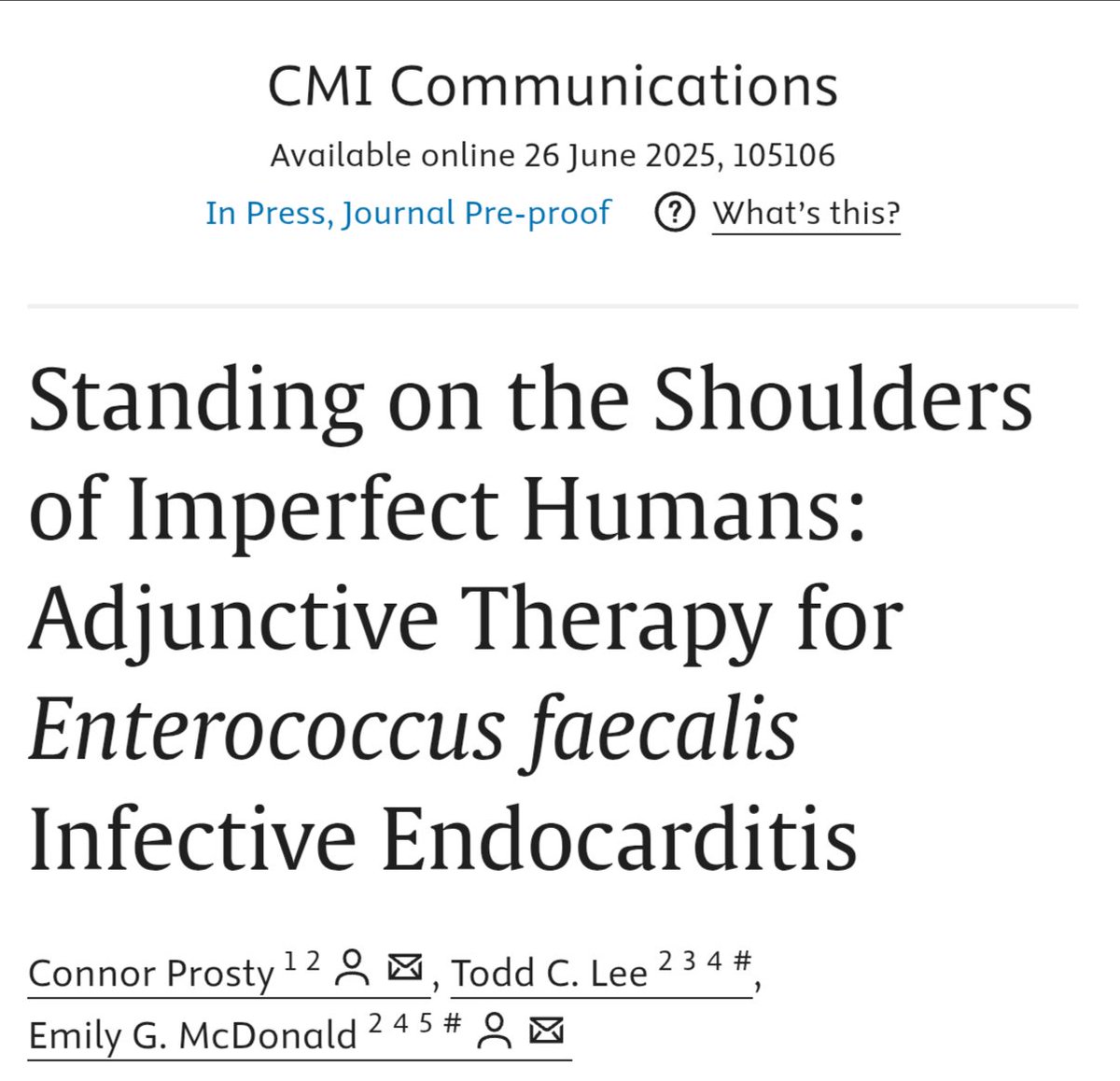 Antibiotic Steward Bassam Ghanem 🅱️C🆔🅿️🌟 (@absteward) on Twitter photo 🆕💫Standing on the Shoulders of Imperfect Humans: Adjunctive Therapy for Enterococcus faecalis Infective Endocarditis
The authors travel back in time and provide a nuanced critique of the limited seminal evidence underpinning adjunctive therapy for EFIE
sciencedirect.com/science/articl… 🆕💫Standing on the Shoulders of Imperfect Humans: Adjunctive Therapy for Enterococcus faecalis Infective Endocarditis
The authors travel back in time and provide a nuanced critique of the limited seminal evidence underpinning adjunctive therapy for EFIE
sciencedirect.com/science/articl…